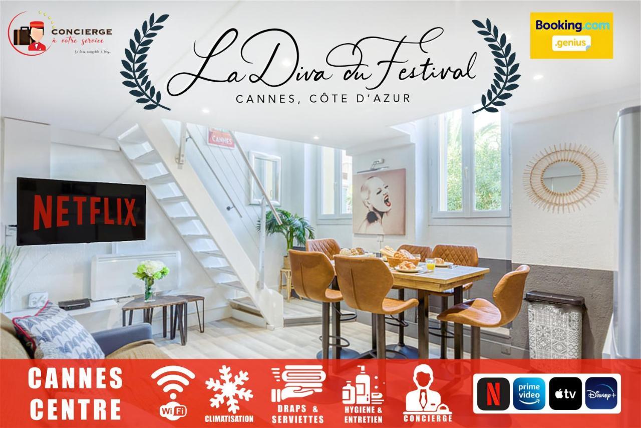 La Diva Du Festival - 10 Mn A Pied Palais & Plages - Cosy & Calme - Clim - Wifi Cannes Esterno foto
